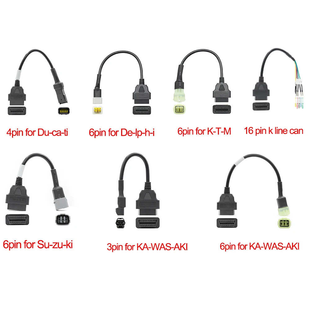 OBD2 16PIN Cable for Kawa-s-aki/KT-M/Su-z-uk-i/Du-ca-ti 6Pin OBD forDel-p-hi/DUCA-TI-KY-MCO K-AW-AS-AKI 4Pin 16pin k line can