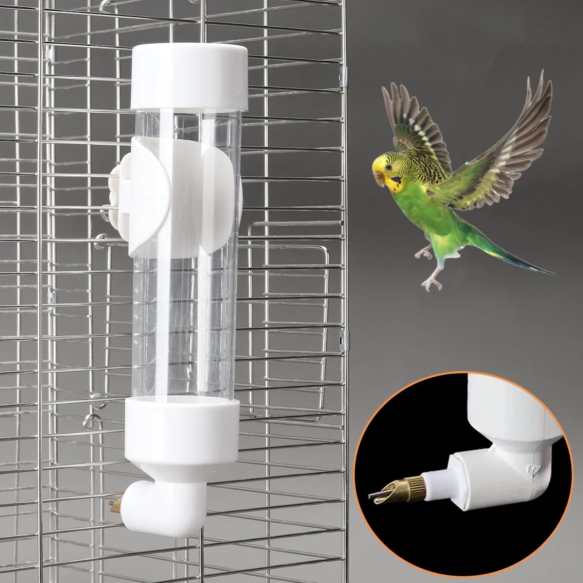 Plastic Parrot Drinker Water Bottle Dispenser Feeder Hanging Pet Dog Guinea Pig Squirrel Rabbit Drinking Head Pipe Fountain