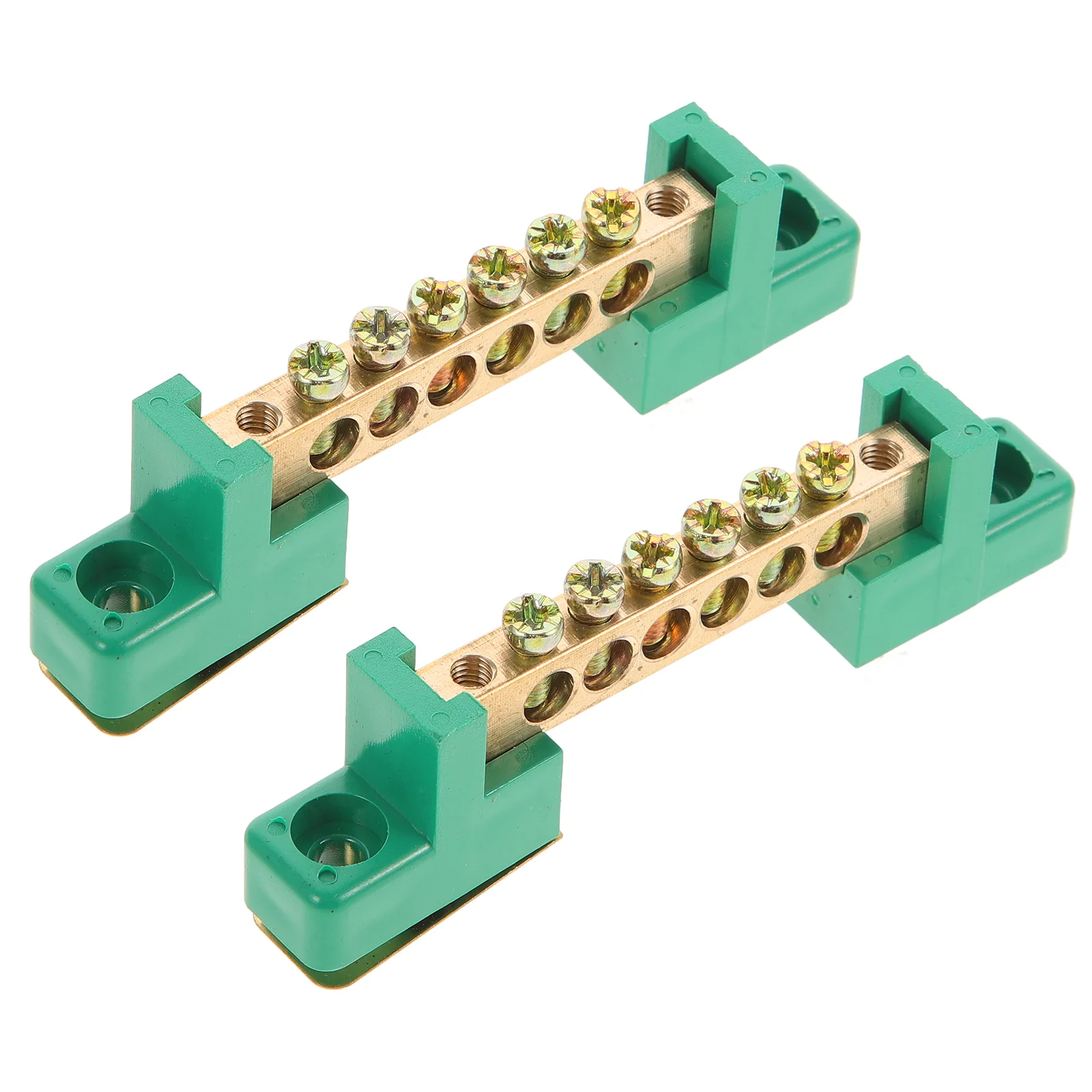 2 Pcs Terminal Block 6 Terminals Bus Bar Grounding Rods Positions Kit for Panel Copper Strip