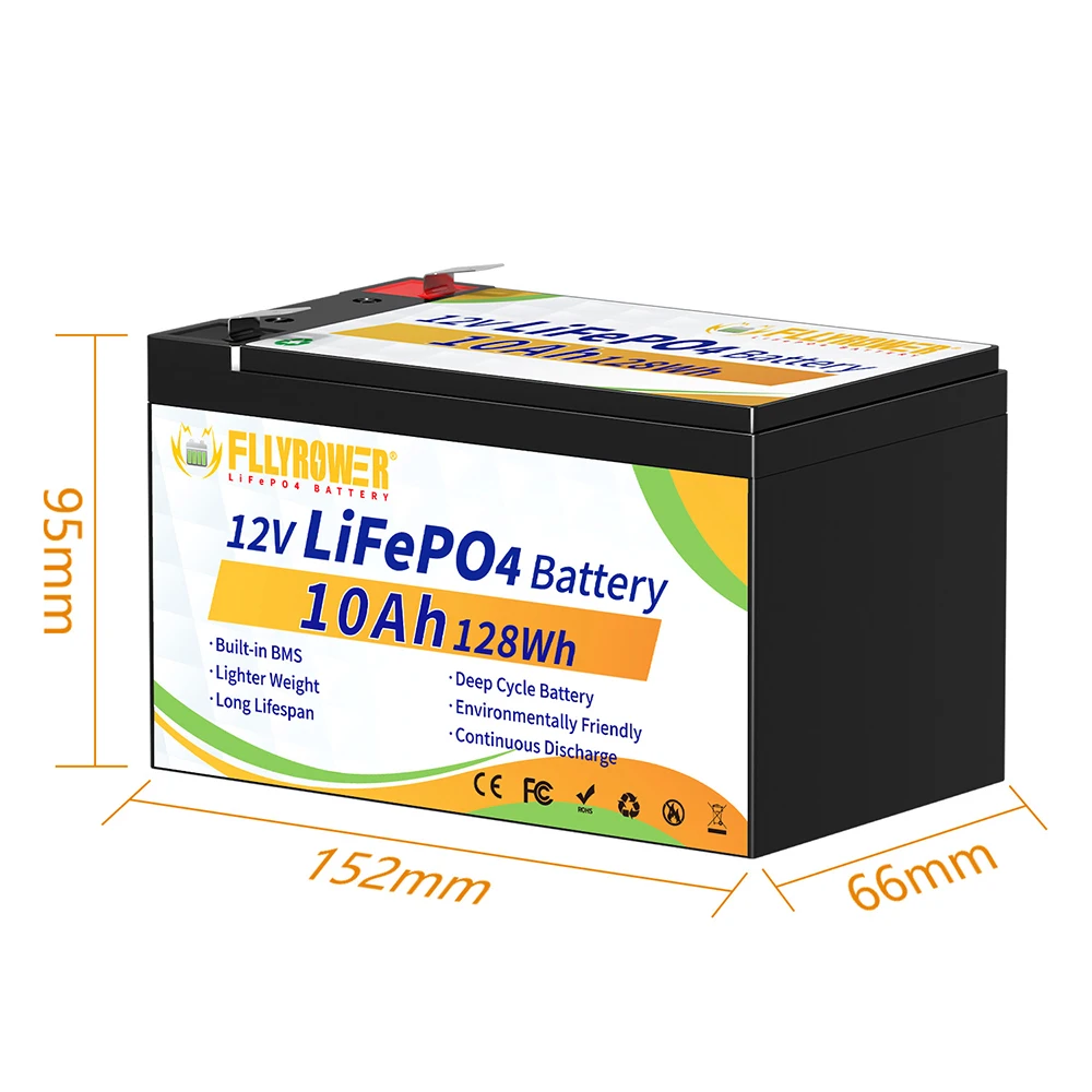 Duitsland Voorraad Fllyrower 12v 10Ah 12Ah 20Ah 100Ah 120AH 168AH 180Ah 300Ah Lithium-ijzerfosfaat Pack Ingebouwde BMS LifePo4 12.8V