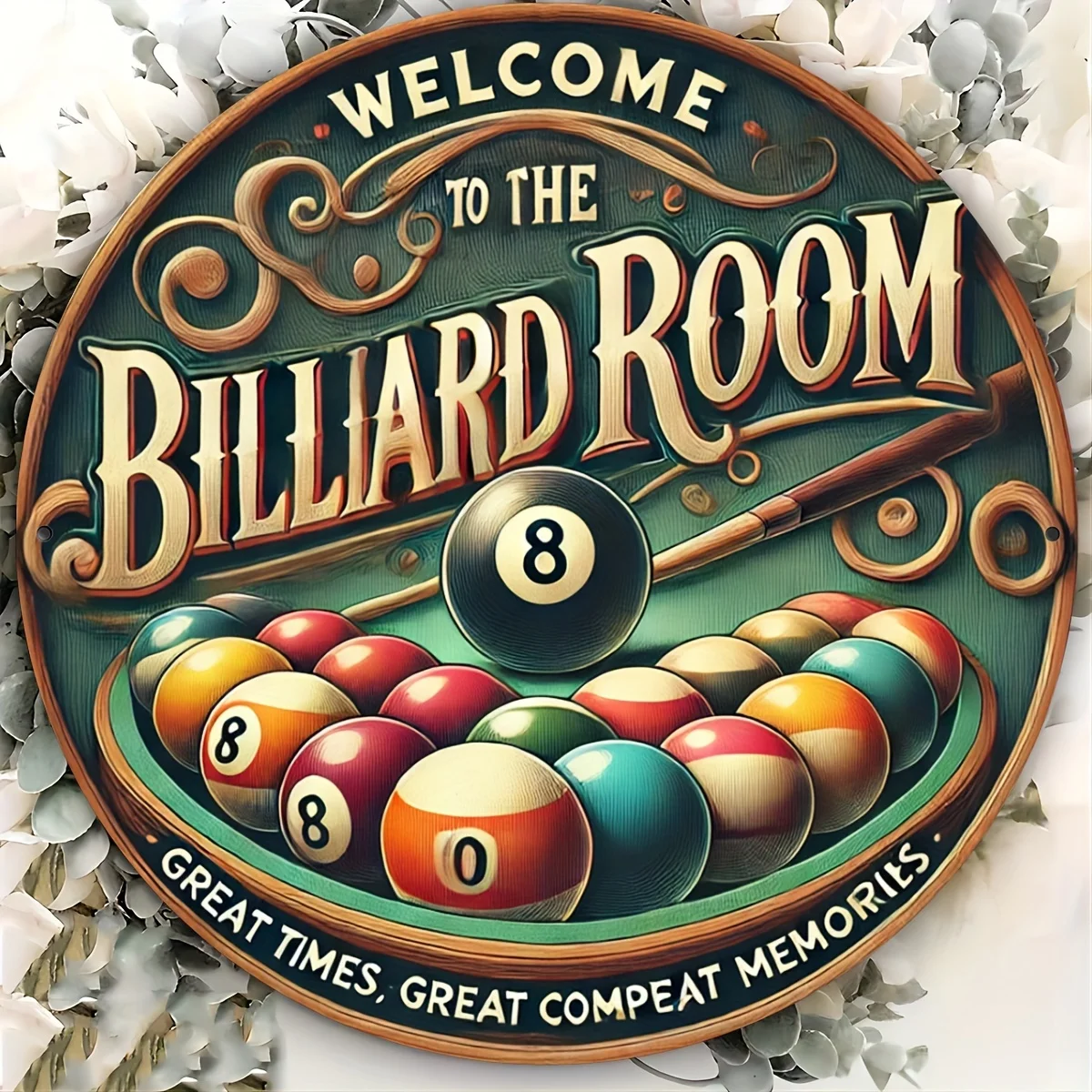 Letrero de metal vintage 'Bienvenido a la sala de billar' perfecto para decoración del hogar, cafetería, bar, apartamento y sala de estar, regalo de Navidad único