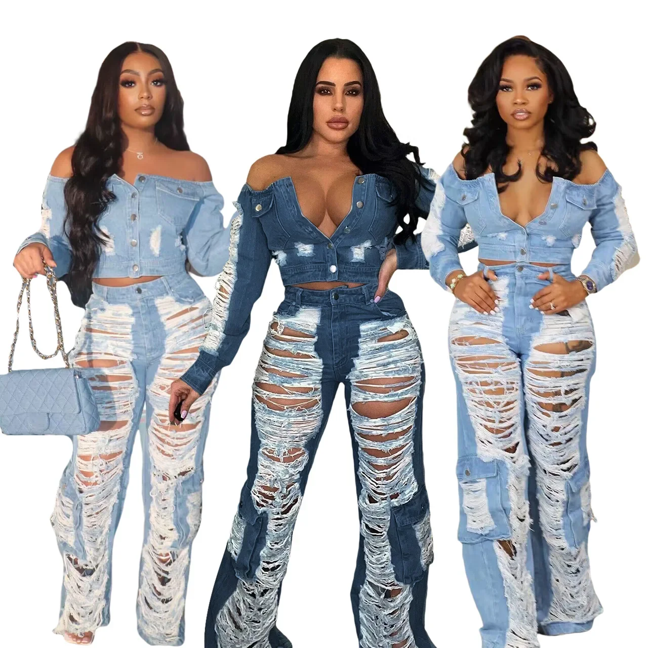 Casual Denim Women Fashion Stretch Jeans Women High Waist Streetwear Pencil Pant Trousers Ripped Jeans for Women Bottom Clothing