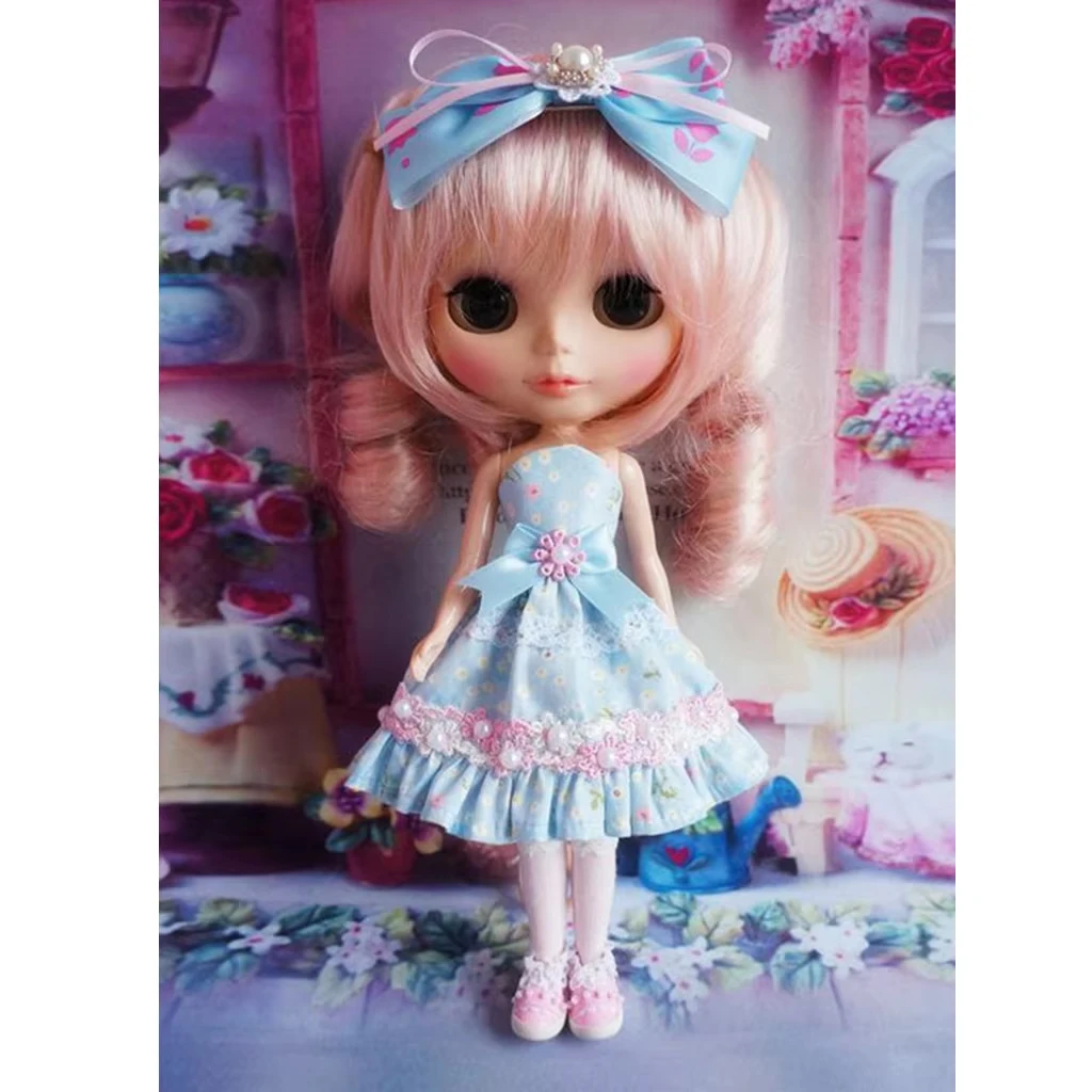[wamami] Handgefertigte 12-Zoll-1/6-Puppe, Bly, Babyblaues Kleid, süßes Outfit, Lolita