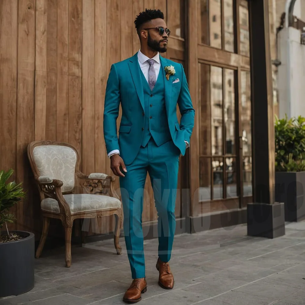 

Classic Men Suits 3 Pieces Single Breasted Notch Lapel Outfits Formal Tailor-made Chic Party Wedding Prom Gentlemen Tuxedos