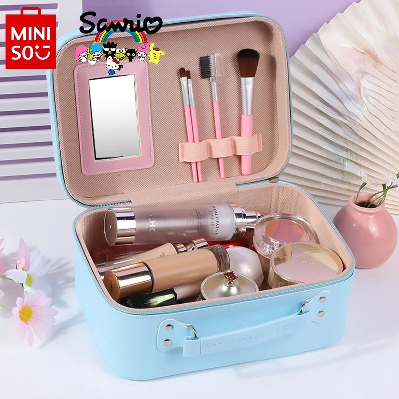 Miniso Sanrio New Women\'s Wash Bag Fashionable and High Quality with Mirror Makeup Bag Large Capacity Portable Storage Bag