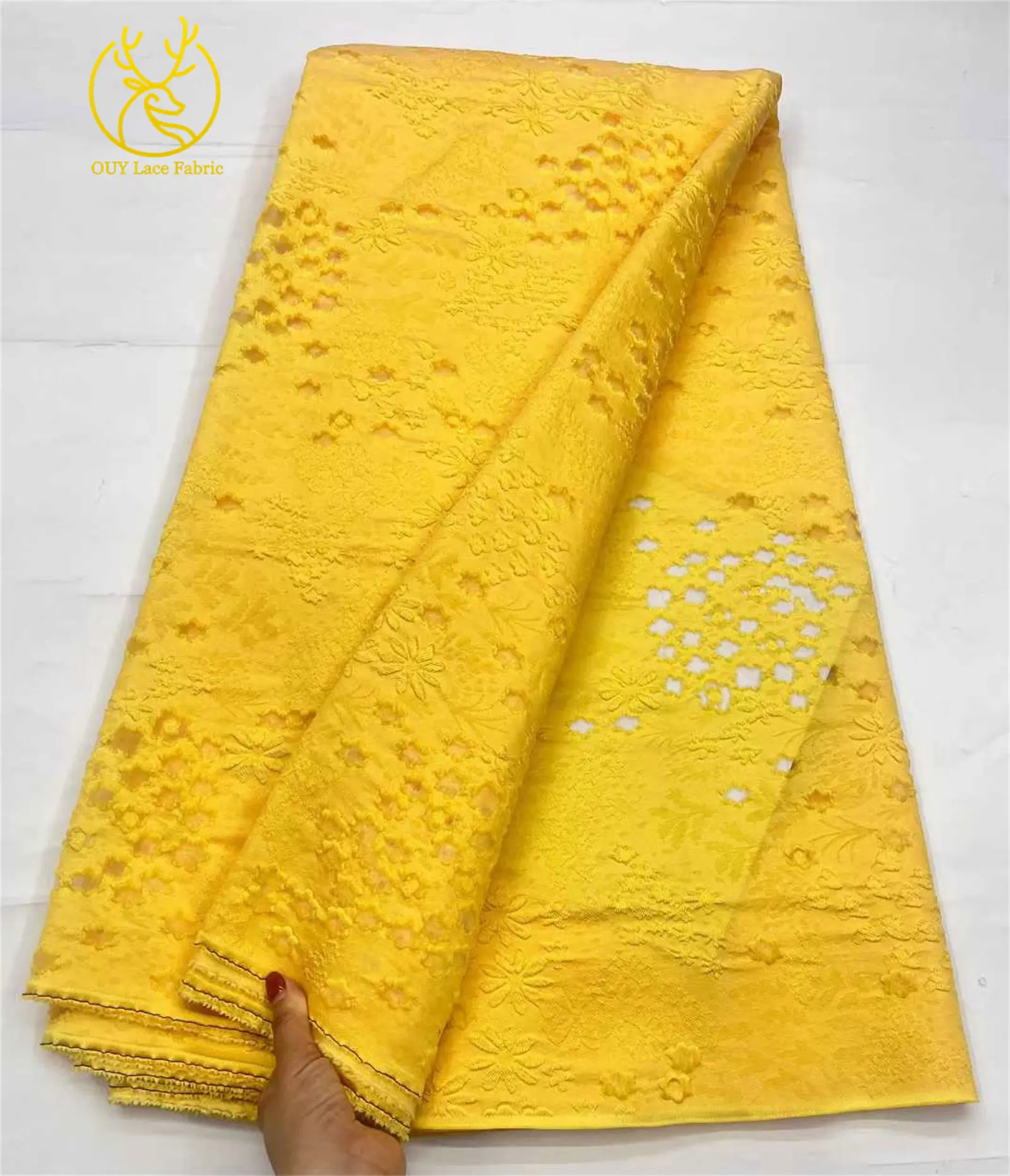 Goldener Luxus Afrikanischer Jacquard-Spitzenstoff 2026 Hochwertiger Nigerianischer Chiffon-Spitzenstoff für Damen Partykleider Nähzubehör – Detail 7