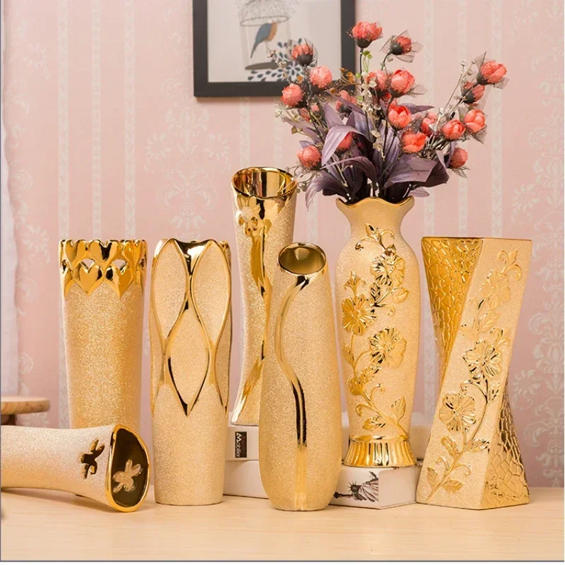 

Ins Nordic Home Decoration Light Luxury Gold Ceramic Vase Large Vase Decorative Flower Vases Desk Decor Living Room Plant Pot