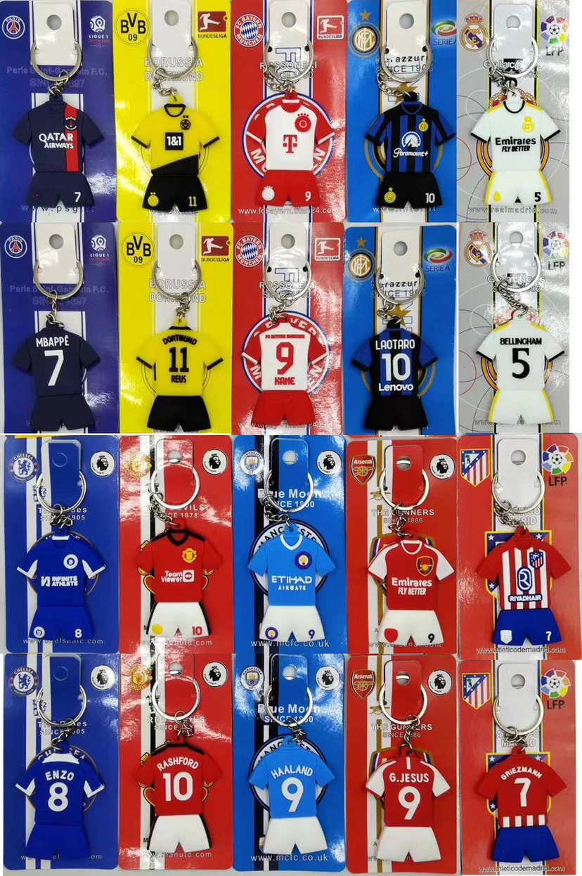 Keychain Messi Cristiano Ronaldo Pvc Mini Jersey Keychain Neymar Mbappé Football Club World Cup National Badge Sara Paris