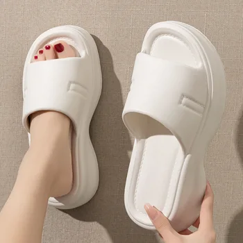여성용 플랫폼 샌들 힐 비치 슬리퍼, 플랫 샌들, 야외 소프트 클라우드 홈 슈즈, 여름 신상 패션