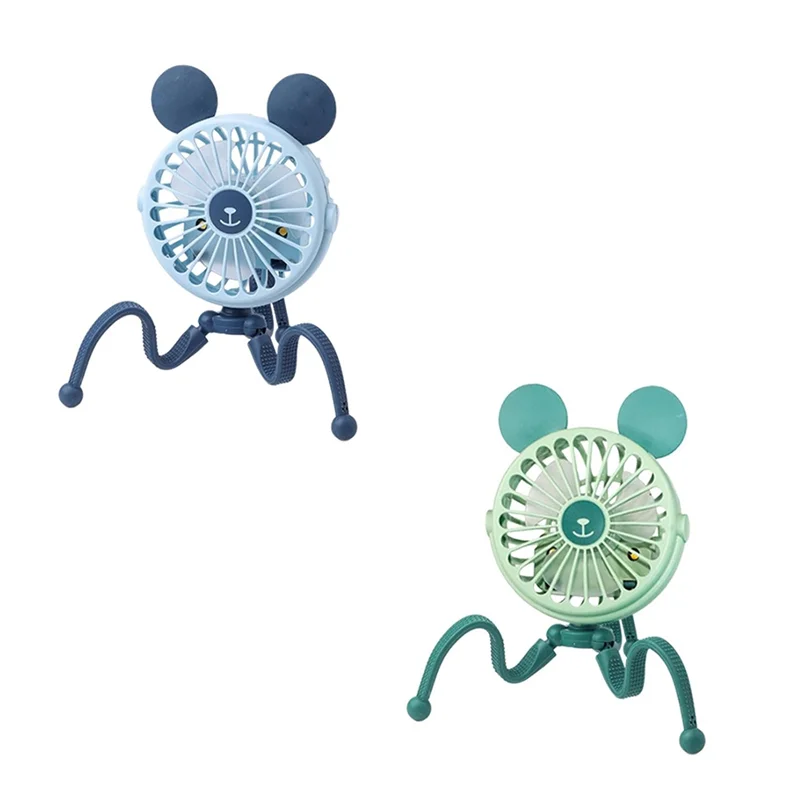 

ABGR-Octopus Fan For Stroller Tripod Clip Stroller Fan Portable Electric Cart Silent Fan Camping Handheld Cooling Fan