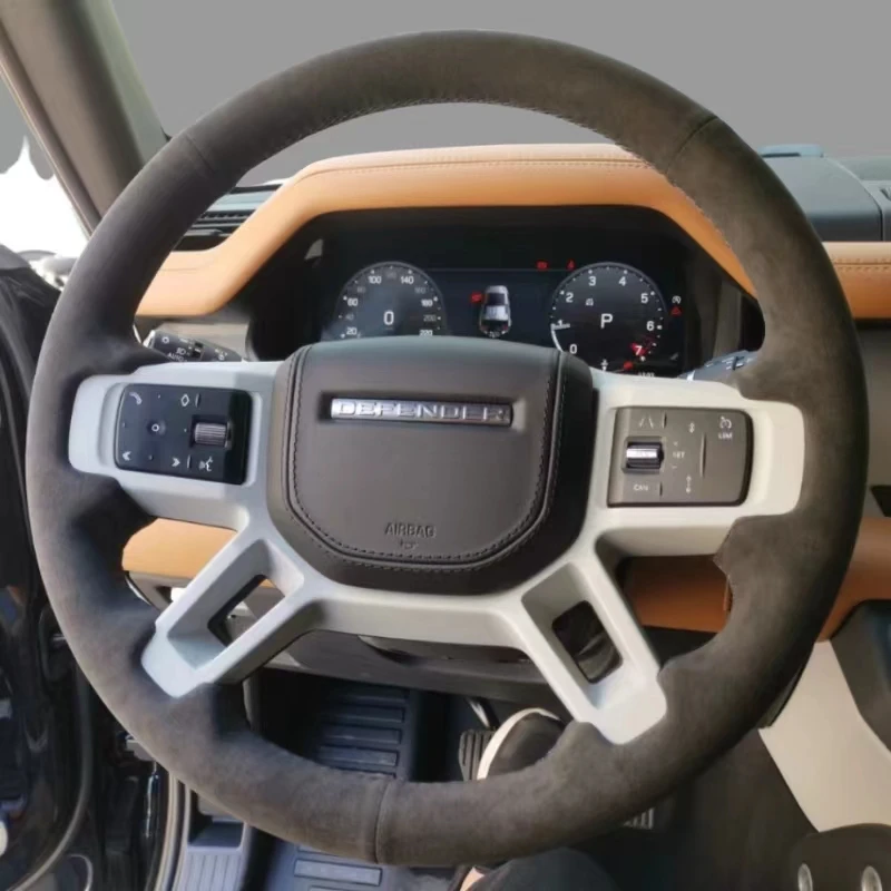 

Для Land Rover Discovery 5 Defender 2020-2023, прошитый вручную нескользящий чехол на руль из натуральной кожи