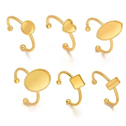 10pcs Adjustable Stainless Steel Open Ring Settings Blank Base Bezel Cabochons Rings for DIY Jewelry Making Finger Accessories