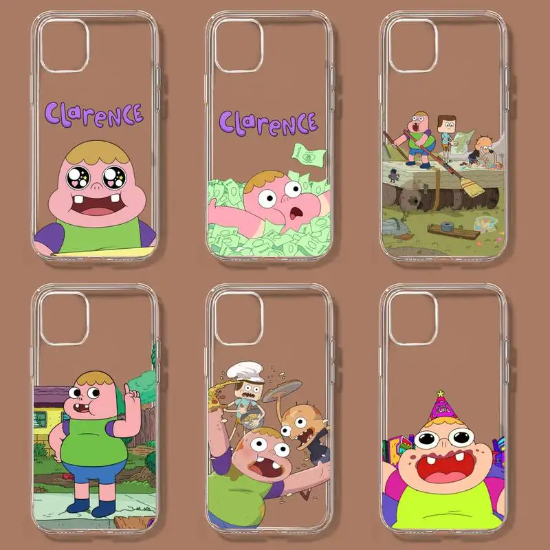 C-Clarences Cartoon Cute Phone Case For iPhone 11 12 Mini 13 14 Pro XS Max X 8 7 6s Plus 5 SE XR Transparent Shell