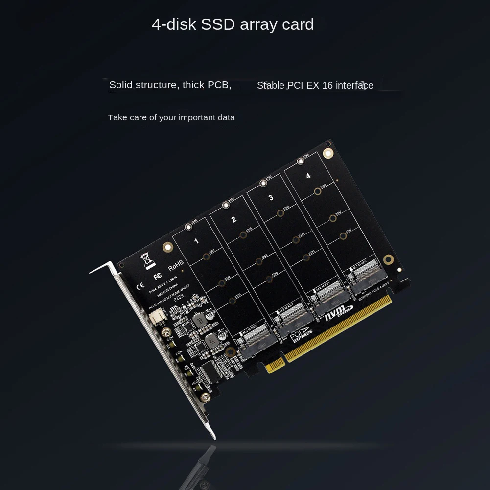 AY14 -PH44 Nvme 4-дисковая карта массива PCI-E Raid Card Карта расширения для разделения сигнала Nvme Raid Pcie 4.0 3.0 X16 Разделенные карты