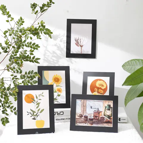 5pcs black paper photo frame integrated two-way bracket card paper photo frame for 6 "7" 8 "photos on the table for wall hanging