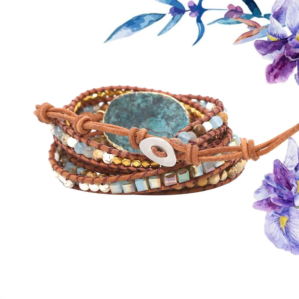 

1 Piece Natural Stone Beaded Bracelet for Women Bohemia Style Handmade Jewelry Adjustable Gift for Her Party Travel Daily Wear