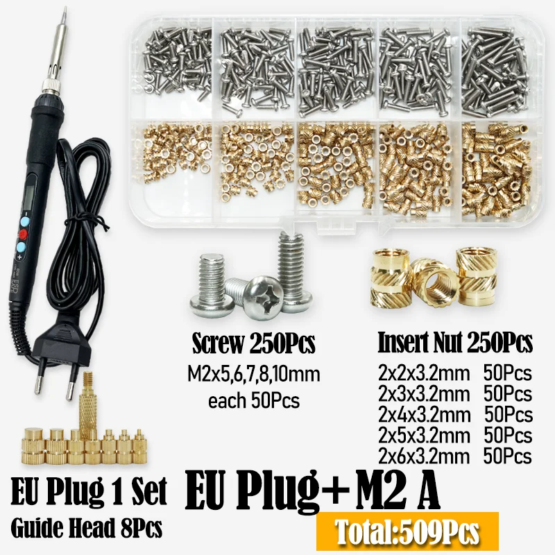 Wärme Set Einsatz Lötkolben Spitze Kopf M2 M3 M4 Hot Melt Einsätze Mutter Messing Schraube Eingebettet Gewinde Einsetzen Kit Kunststoff 3d Druck