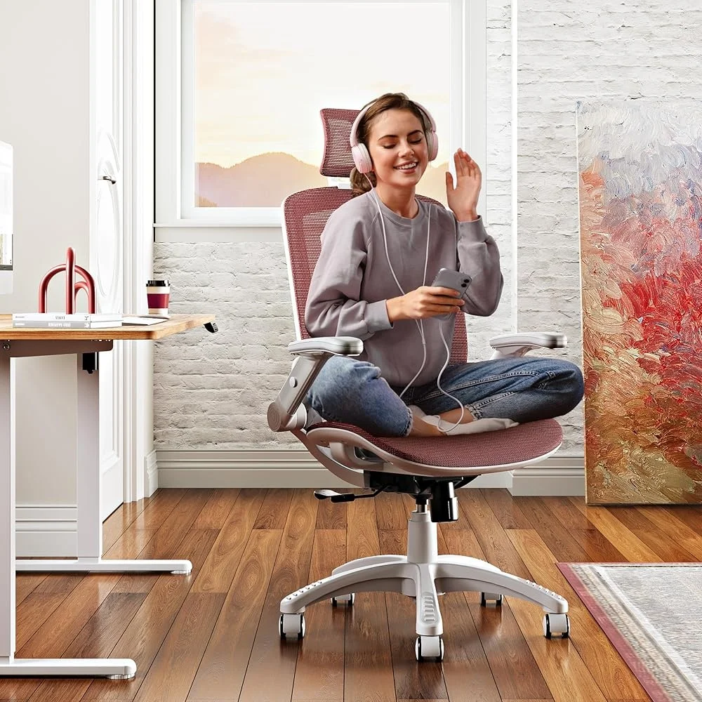 

Ergonomic High Back Office Chair with Headrest Adjustable Flip-Up Arms 3-Position Tilt Lock Wide Cushion Mesh Chair 400LBS