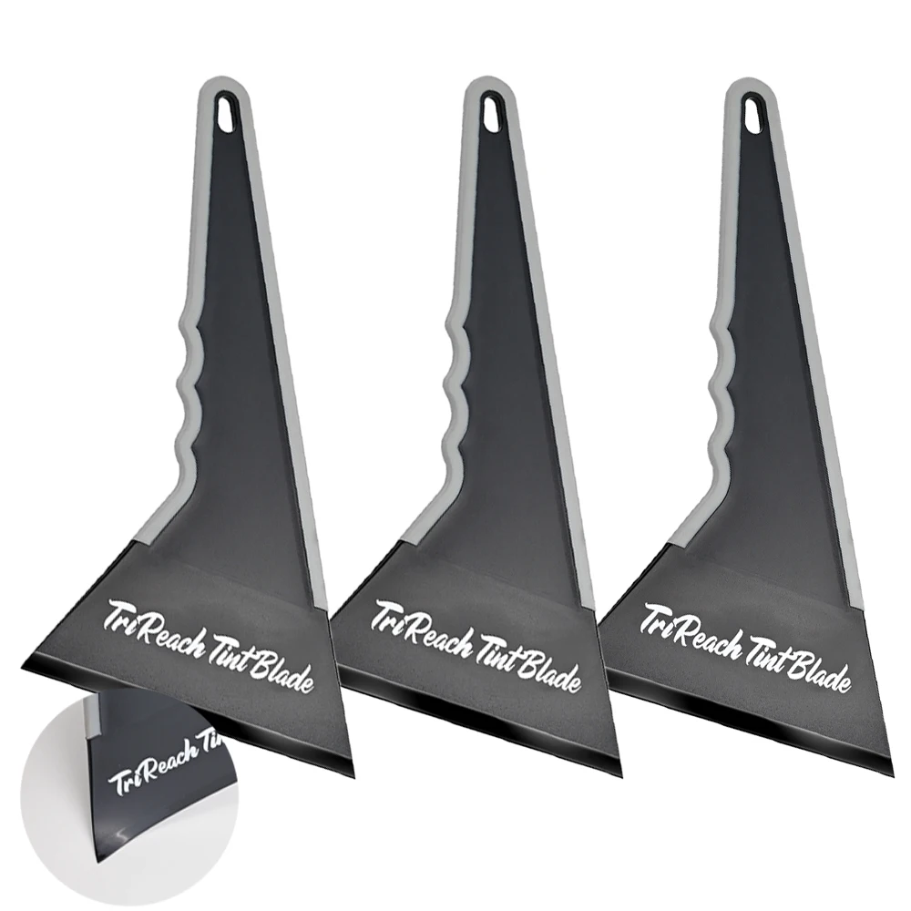 EHDIS 3pcs Plastic Contour Squeegee Rubber Coated Handle Easy Reach Triangle Scraper Window Tint Film Edge Application Tools