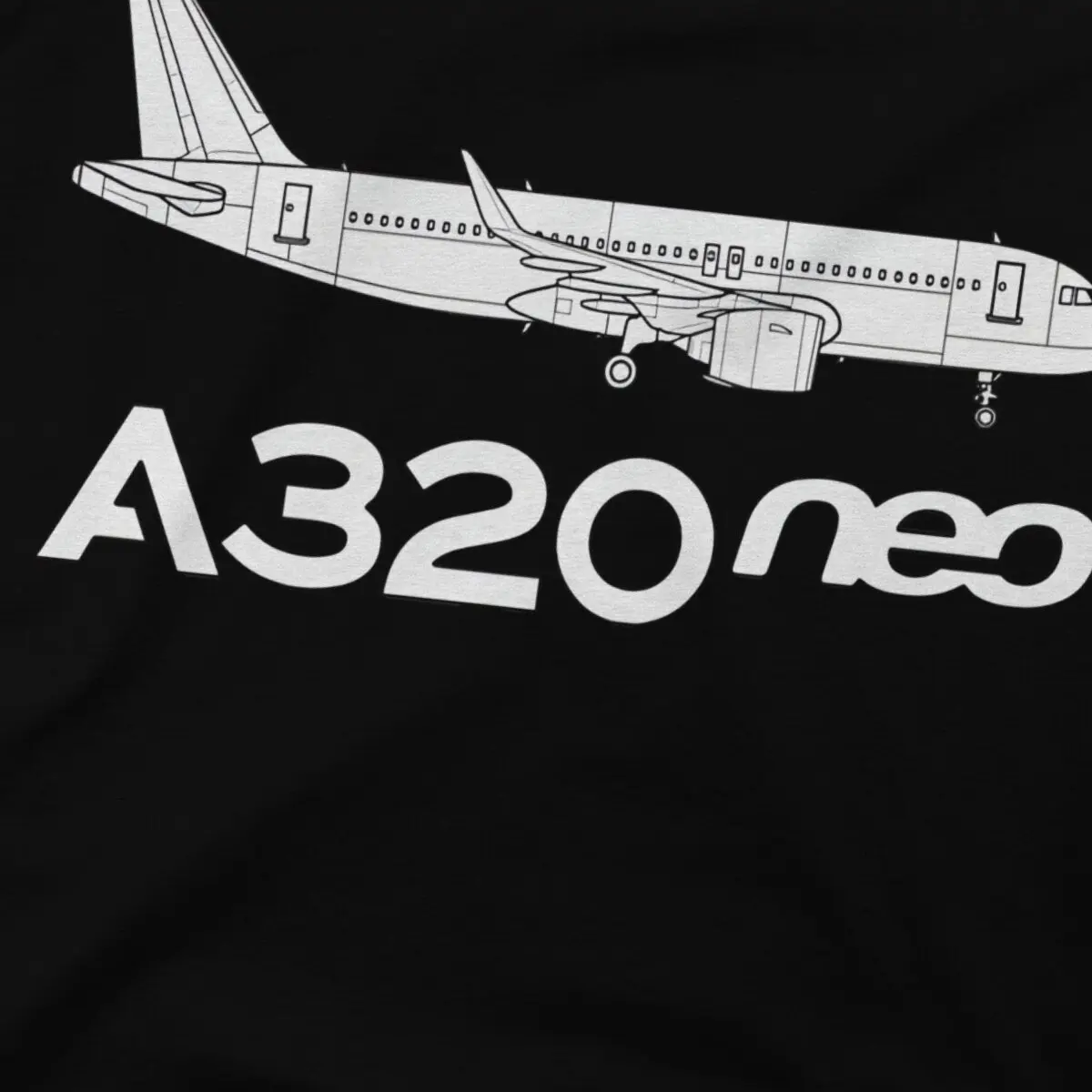 Airbus Creative TShirt for Men A320 neo Black Outline Round Collar Basic T Shirt Personalize Gift Clothes Streetwear