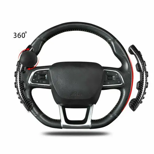Imagen 2 del producto Cubierta antideslizante para volante de coche, fibra de carbono con bola de refuerzo, perilla giratoria, accesorios universales para Interior de coche, 2 uds.