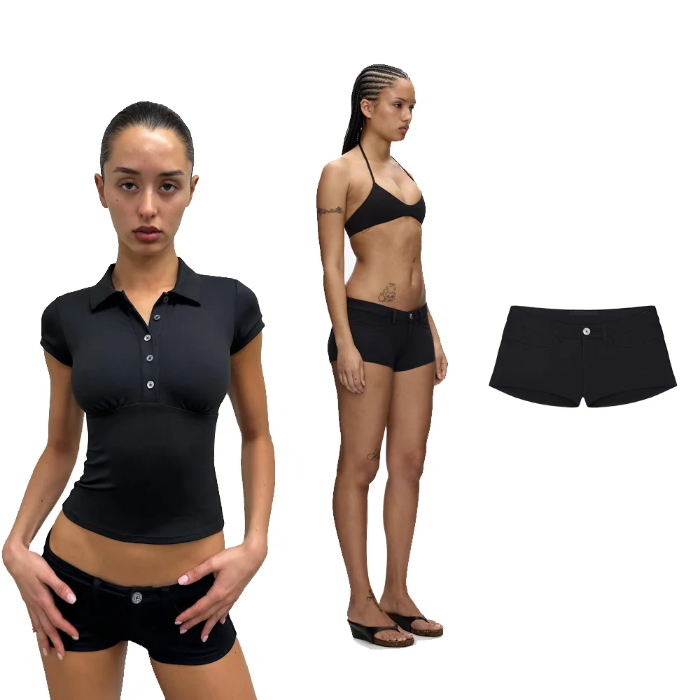

Tank Low-Waist Elastic Slim-Fit Ultra-Short Pants, Slim-Fit Elastic Slimming Retro Black Hot Pants, Versatile Hip-Hugging Elastic Hot Pants, Versatile and Flattering for All Body Types