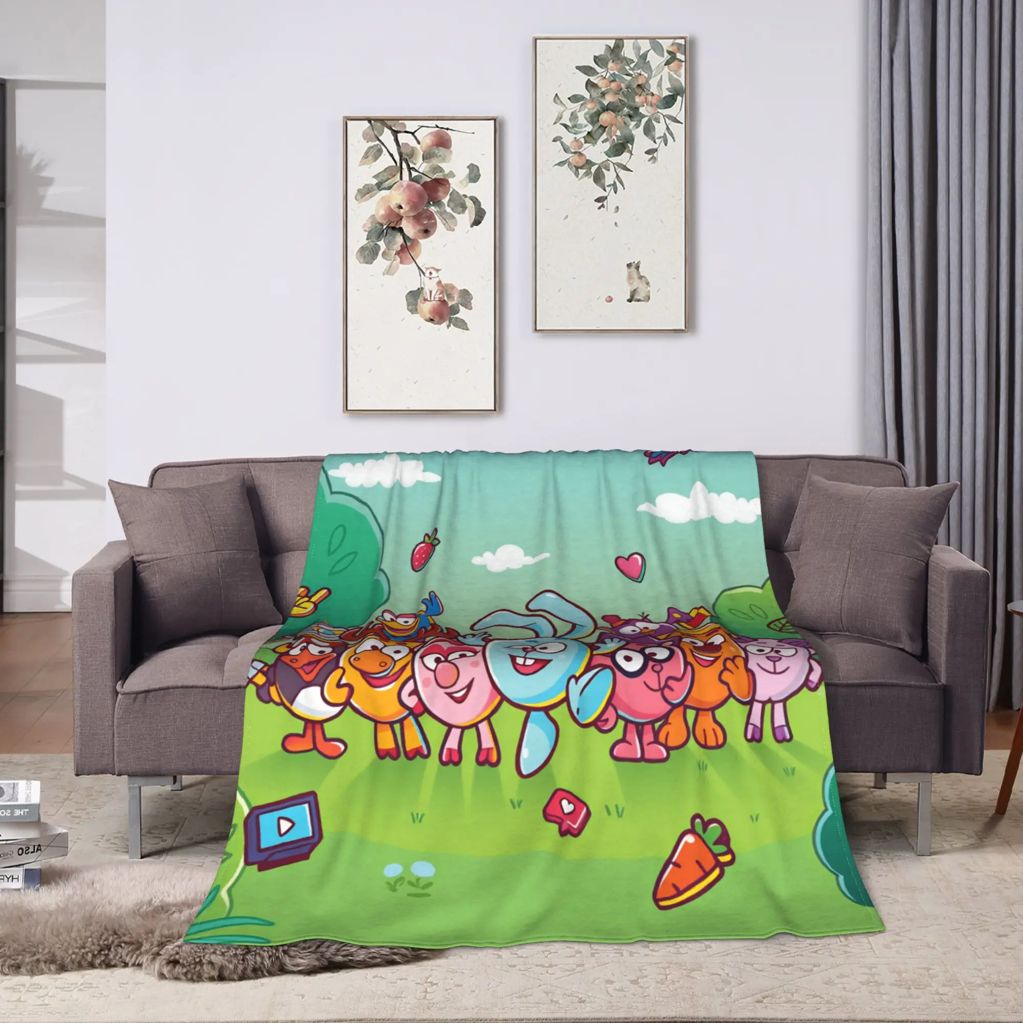 Warm Throw Blanket Travel Office Kikoriki Cartoon Characters Group On Green Meadow Blankets  Flannel Bedspread Sofa Bed Cover