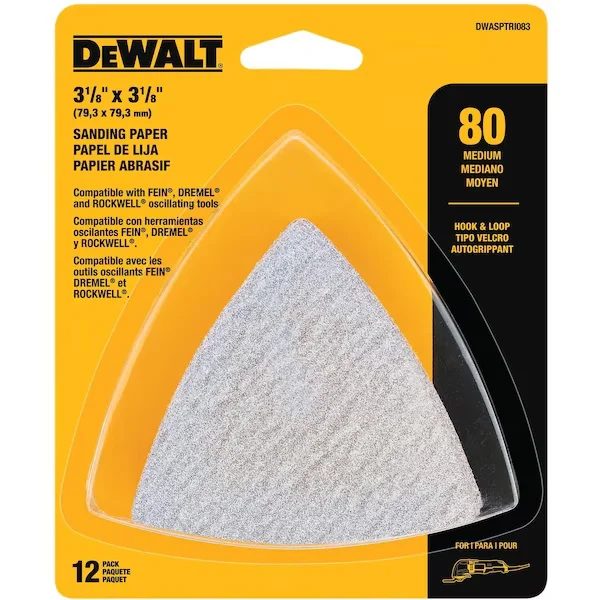 Hook & Loop Triangle 80 Grit Sandpaper - 12PK