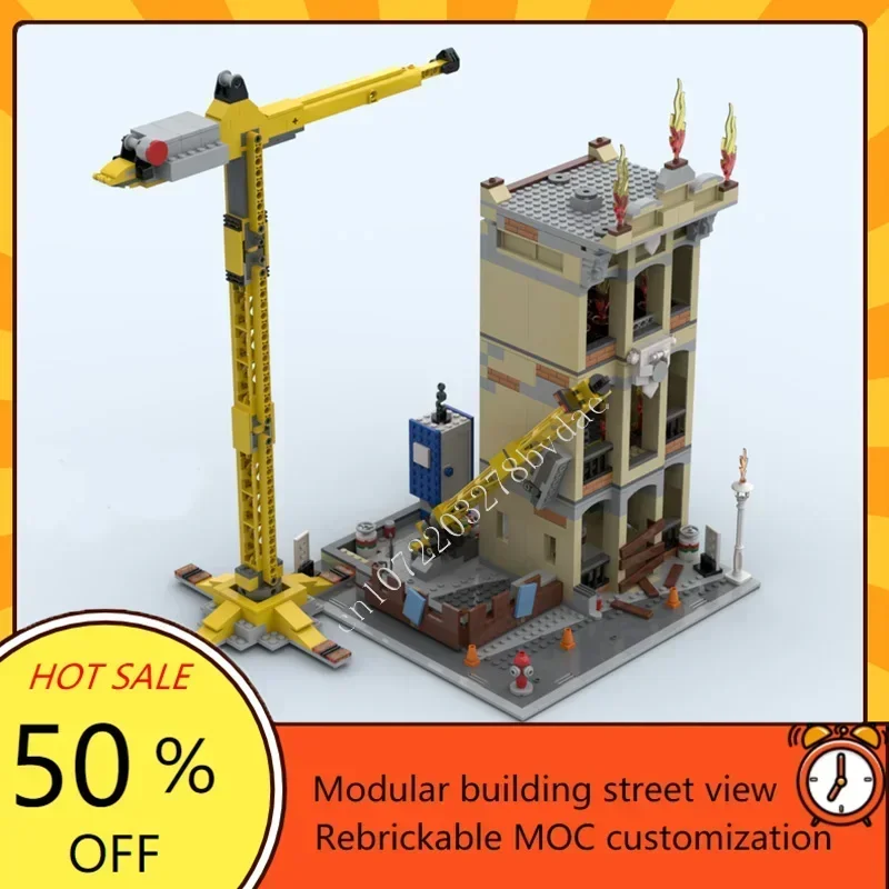 Custom 988PCS Downtown Fire Brigade Modular MOC Street View Creative Puzzle Architecture DIY Education Model Toy Gift