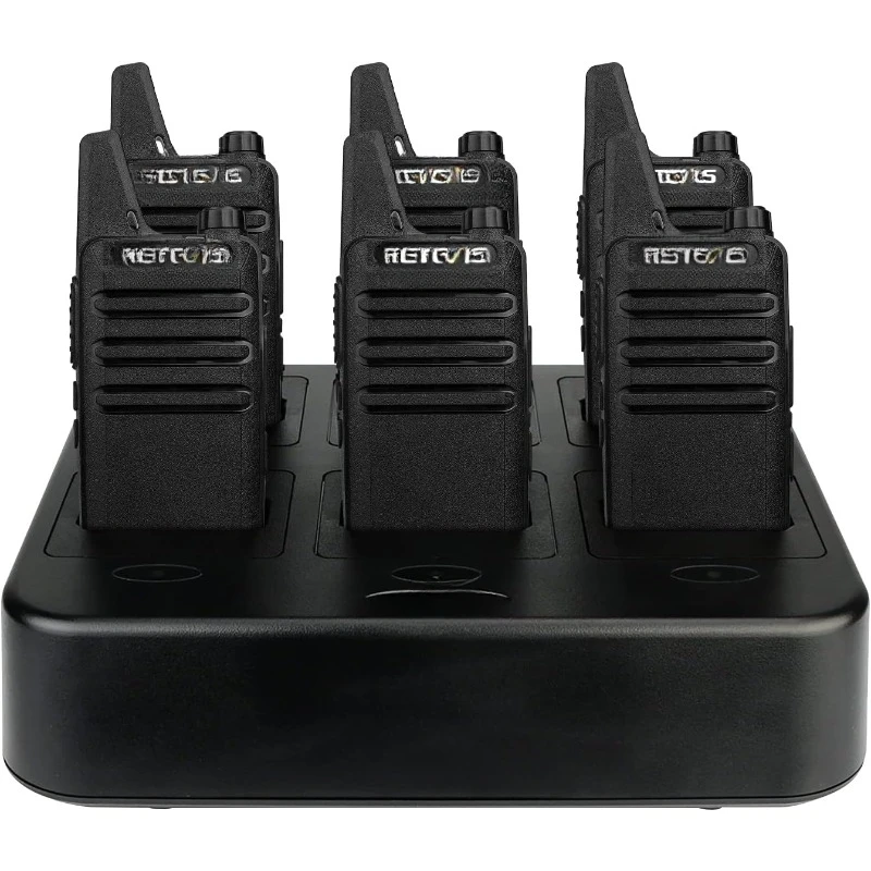 

RT22 Walkie Talkies Rechargeable Hands Free 2 Way Radios Two-Way Radio(6 Pack) with 6 Way Multi Gang Charger