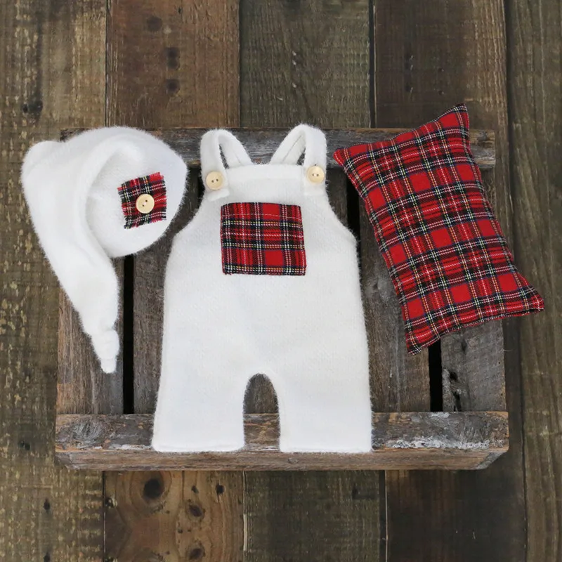 2025New style children's photography clothing newborn photo clothing props baby Christmas suspenders shorts three piece
