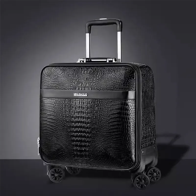 Suitcase New Alligator Print 20 Inch Horizontal Travel Boarding Bag 24 Inch Leather Box Men\'s Business Password Luggage