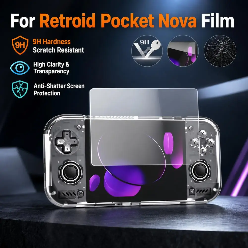 Tempered Glass Screen Protector For Retroid Pocket Nova Handheld Console Ultra Clear Anti Scratch Shield Film with Installation