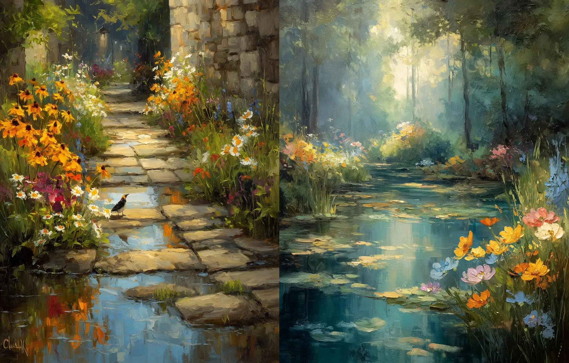 

500/1000/1200/2000PCS Jigsaw Puzzles Countryside Wildflower Scenery Family Activity Games for Gameroom Bedroom Home Decor Gift