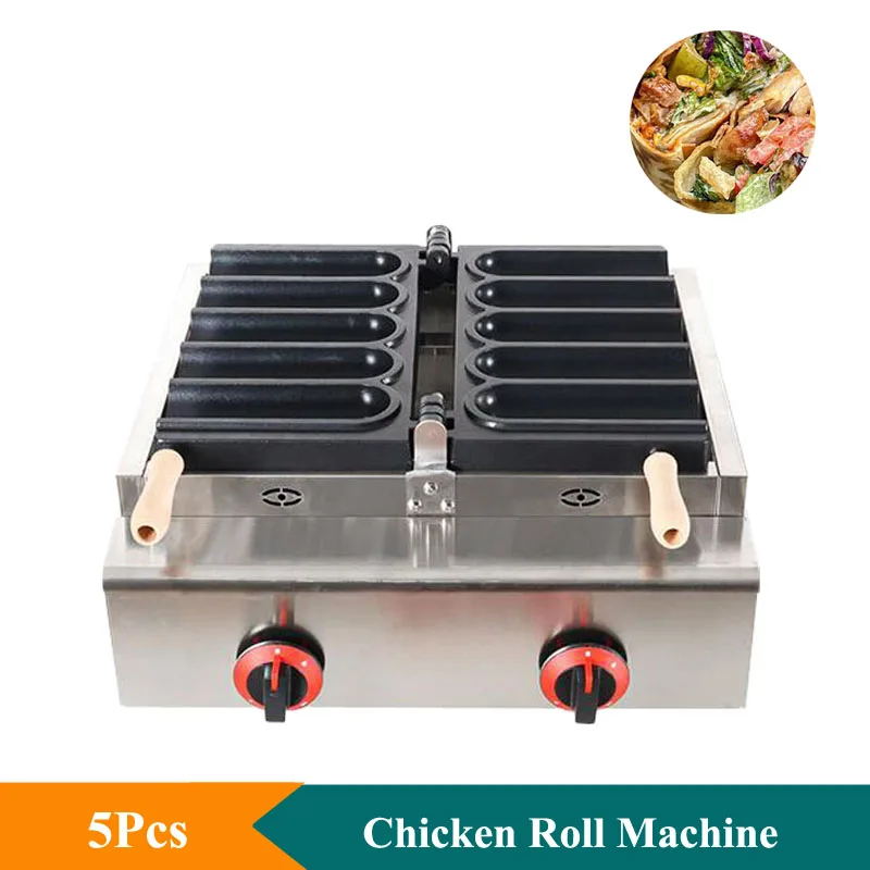 Double Sided Rapid Heating Chicken Roll Baker Machine 5 Grid Chicken Wraps Toaster Machine Stainless Steel Sandwich Machine