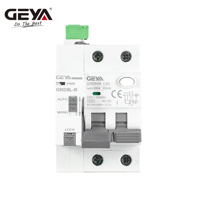 GEYA RCBO Automatic Self-Reclosing Device Differential Circuit Breaker with Overcurrent Protection Smart Breaker 230VAC 40A 30mA