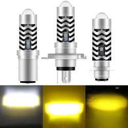 1Pc H4 LED Motorcycle Headlight Bulbs BA20D S2 P15D H6 6000K Hi/Lo Beam 12V Moto Fog Lamp Scooter ATV Accessories White Yellow