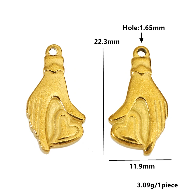 5pcs Stainless Steel Palm Eyes Hand Heart Charms Gold Plating for Women Bracelet Necklace Pendant DIY Jewelry Gift Supplies view 4