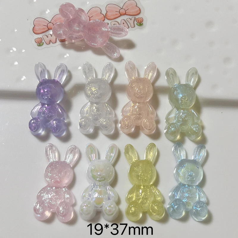 10Pcs Kawaii Resin Cartoon Rabbit Flatback Cabochon For Hair Bows Center DIY Scrapbook Crafts Home Decoration Accessories