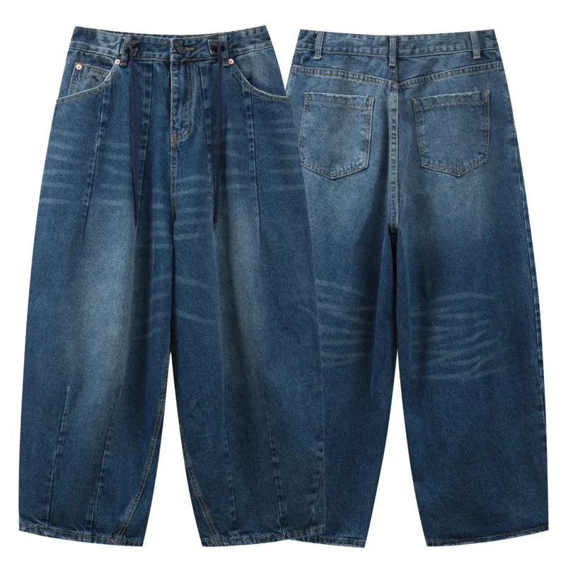 Vaqueros de mezclilla lavados de moda para hombres y mujeres en primavera de 2025, nuevos pantalones de pierna ancha de pierna recta versátiles sueltos e informales INS-K2877