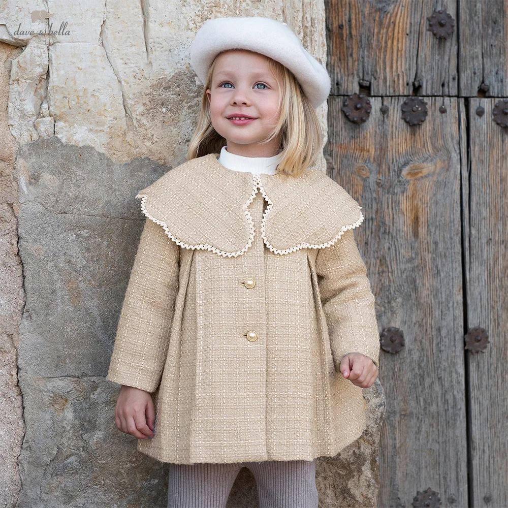 

Dave Bella Children Coat Autumn Winter Baby Girl Thick Trendy Jacket Outing Top Plush Outerwear Children Clothes Lapel DB4247744