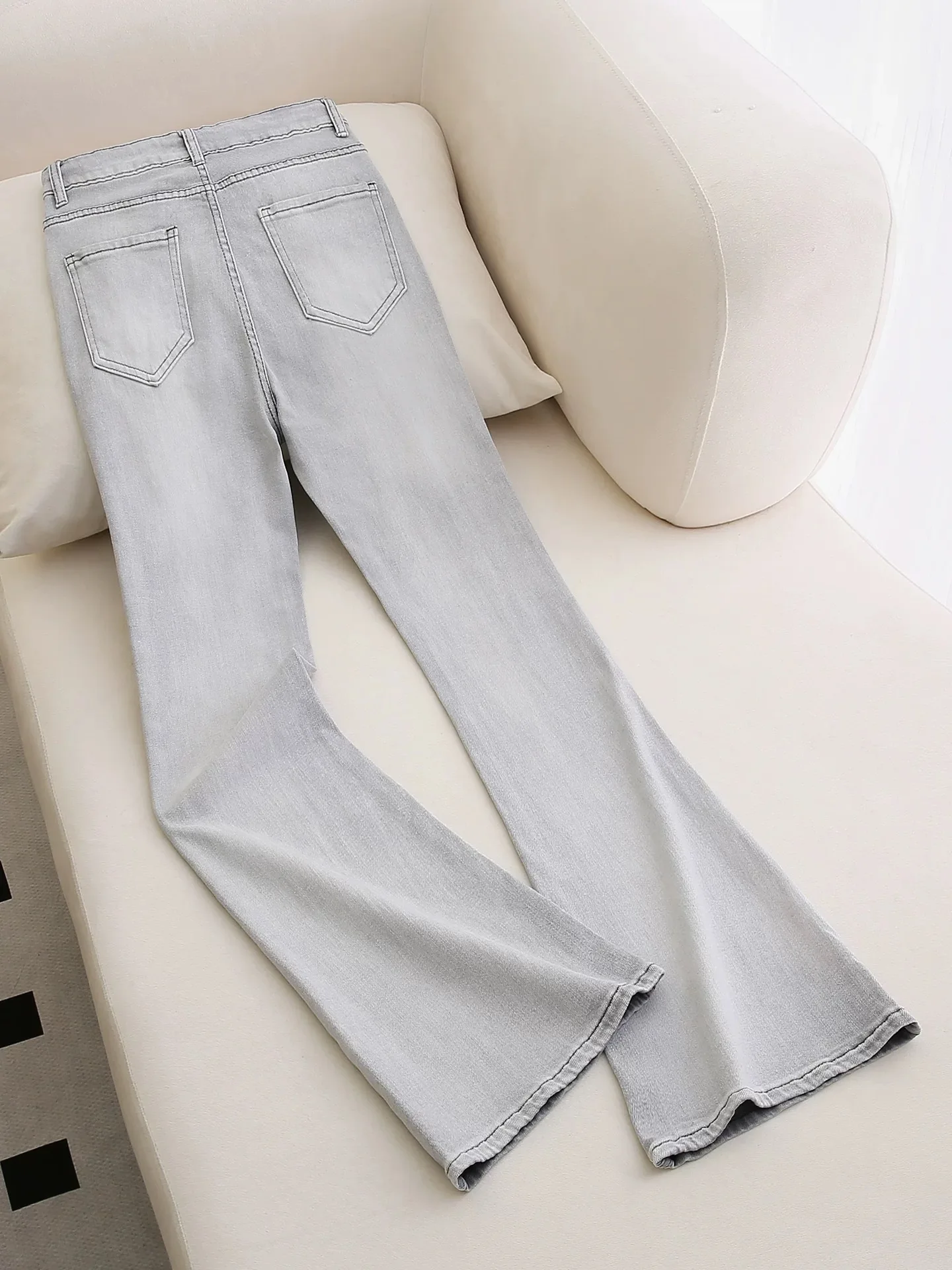 Light Light Wash Bell Bottom Jeans Women's High Waist Slimming Trousers Spring Autumn New Style Loose Fit Denim Pants Casual Wear - Aliexpress Deal