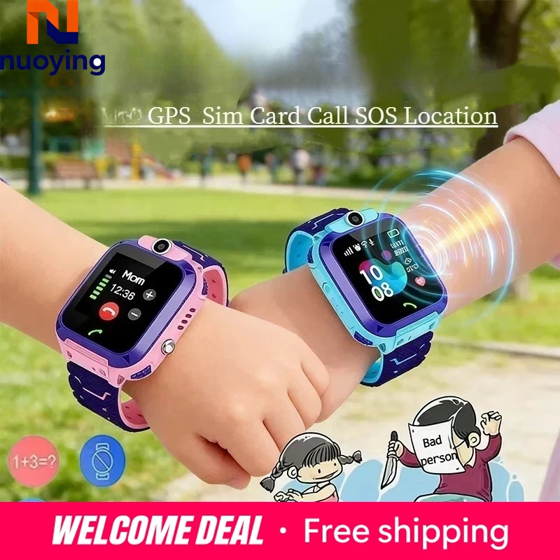 Montre connectée GPS 2G NUOYING pour enfants, avec carte SIM, appel SOS, localisation, caméra, étanche, pour garçons et filles, cadeau