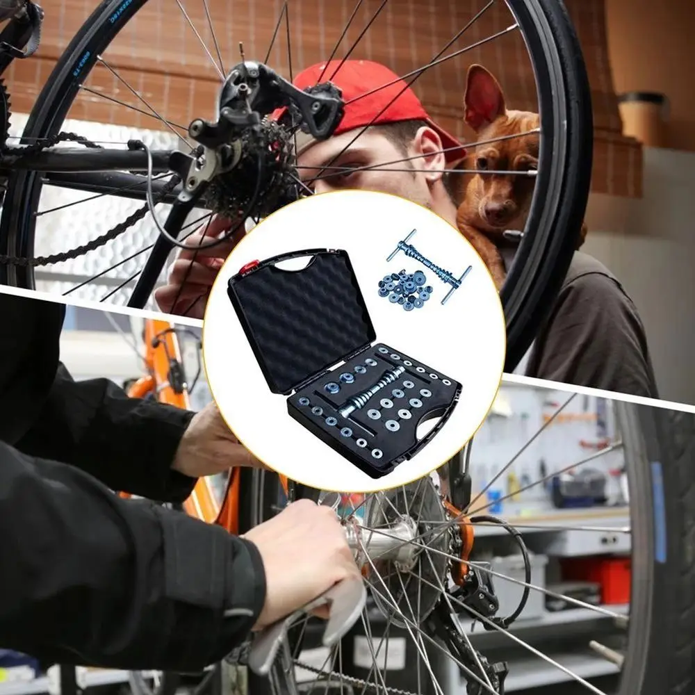 

18 Pressure Blocks Bicycle Bearing Installation Tool Soft Tail Frame Carrying Case Hub Bearing Press Set Hub Assembly