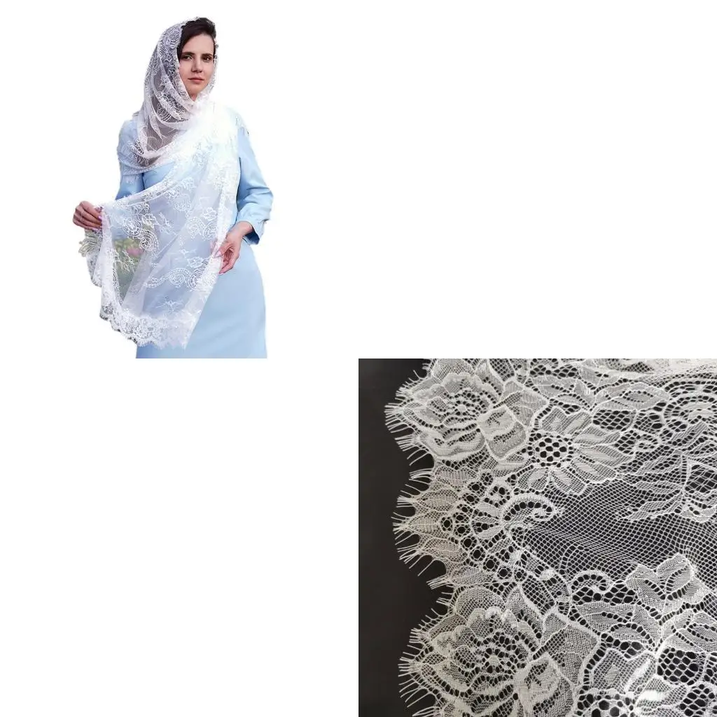 

652F Seethrough Lace Flower Veils Latin Mass Head Scarf Head Covering Bridal Veils for Church and Religious Event All Matching