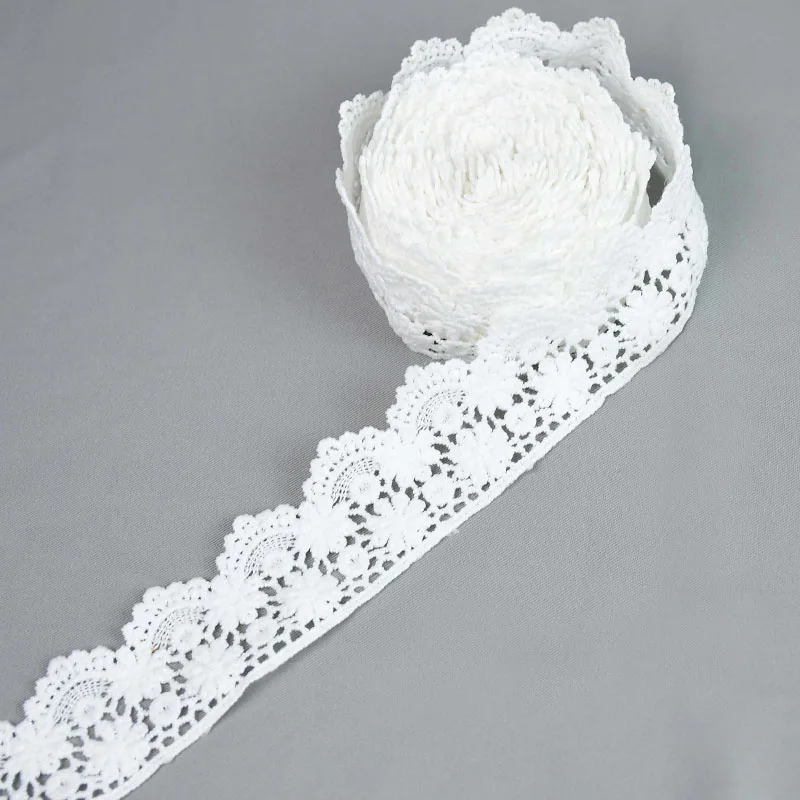 5yards White Lace Fabric Roll Flower Lace Trim Ribbon For Dress Garment Wedding Party Gift Wrapping DIY Sewing Craft Accessories