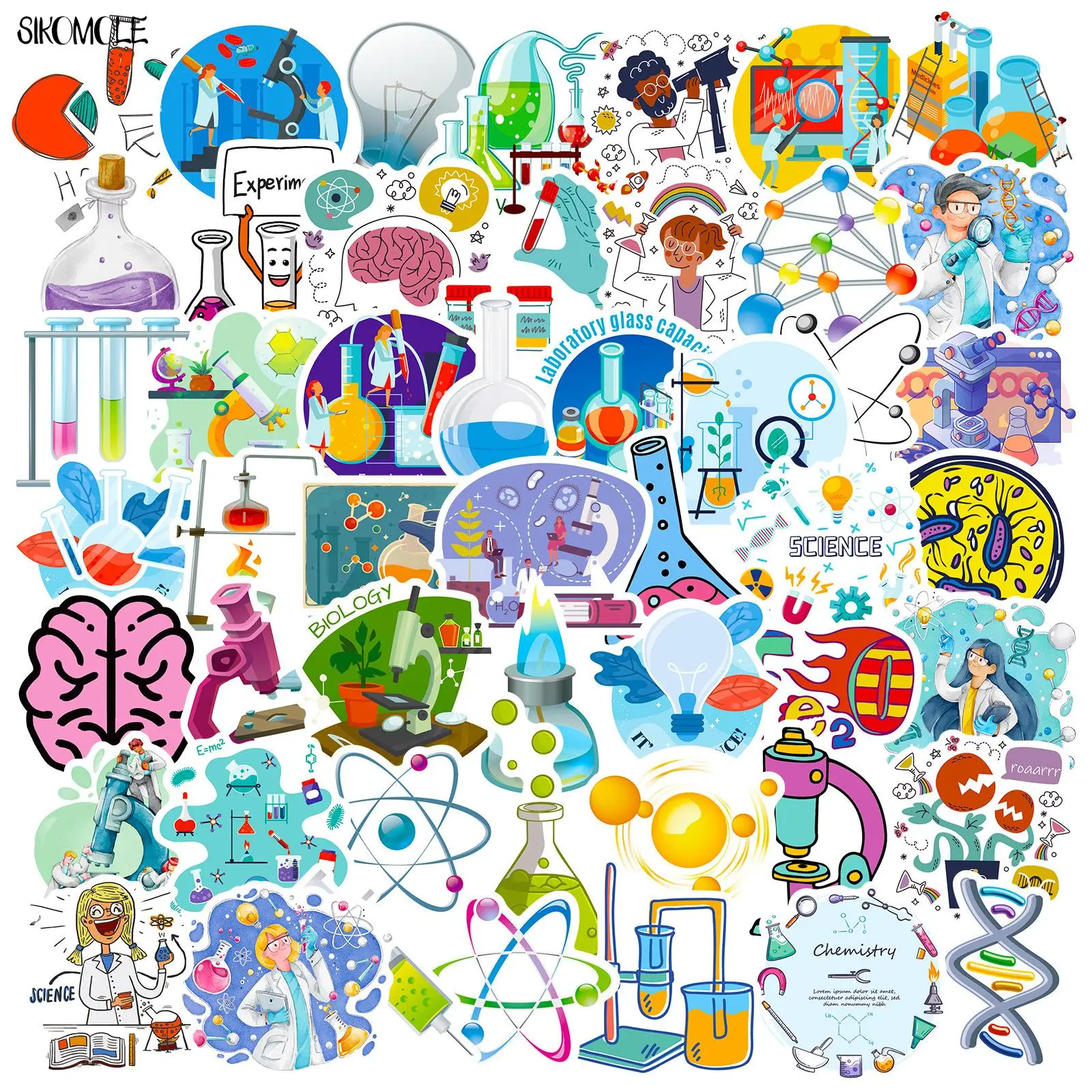 10/30/50PCS Science Physics Stickers Chemistry Laboratory Lab Kids DIY Luggage Suitcase Classic Toys Decal Graffiti Sticker Pack