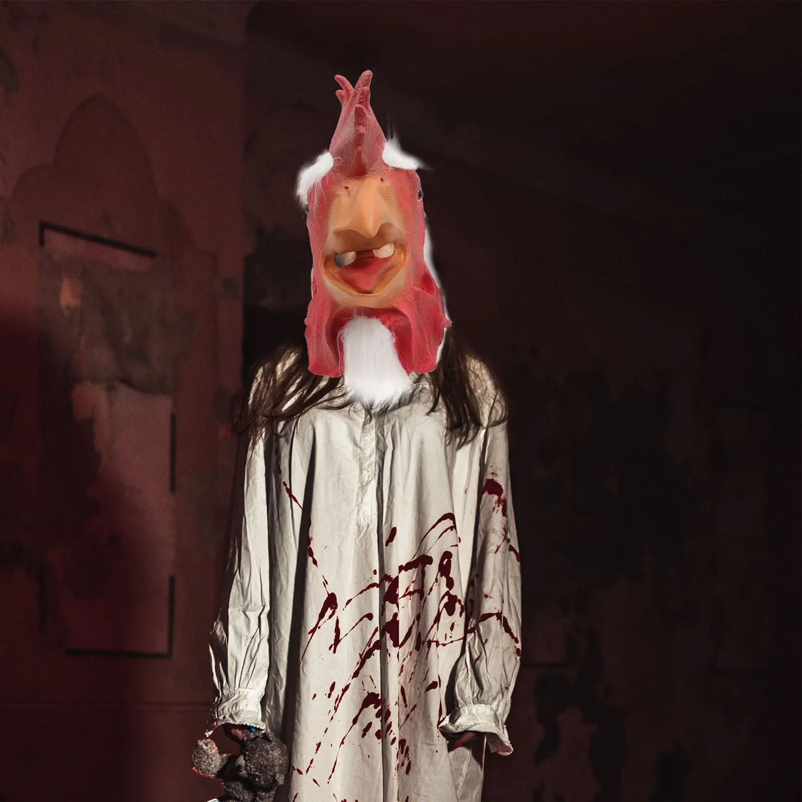 

Rooster Head Mask Realistic Halloween Cosplay Costume Party Accessory Photo Prop Festival Carnival Rooster Headgear