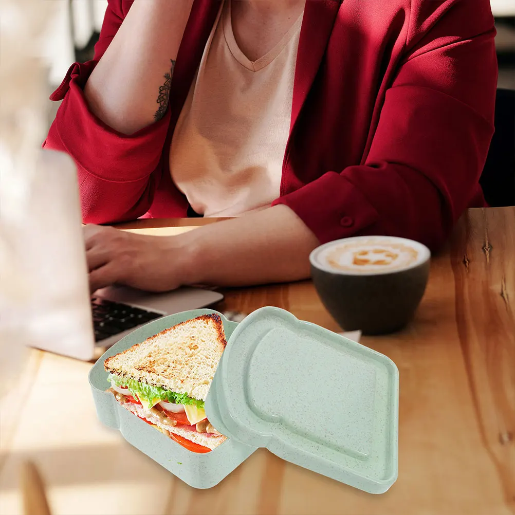 

4pcs Sandwich Box Containers Reusable Sealable Small Holder Lid for Lunch Picnics Storage Airtight Fruits Vegetables Desserts