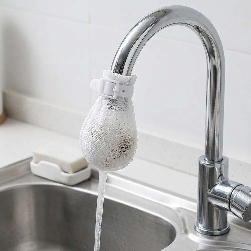Filter Cotton Bag for Faucet Rust Particle Tool Compatible with Most Tap Designs Includes Nylon Strap Fixing Layout